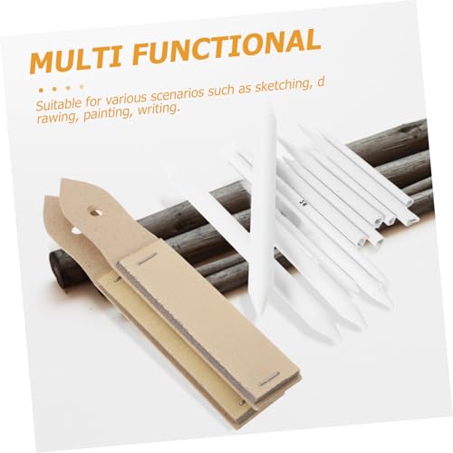 ULDIGI Blending Stumps and Tortillions Set with Pencil Sharpener Extender Paper Tools for Student Sketching and Shading Deep Gray Pouch