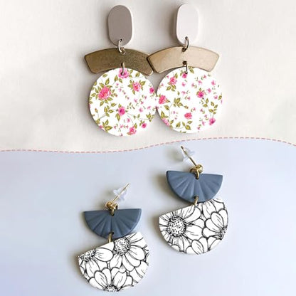 20 Pcs Clay Transfer Paper for DIY Art Crafts, Colorful Bloom Flowers 4 Pattern Design Water Polymer Clay Transfer Sheets Transfer Paper for Polymer Clay Jewelry Earrings Making Supplies 5.82X3.93" - color: 4 Patterns Sets