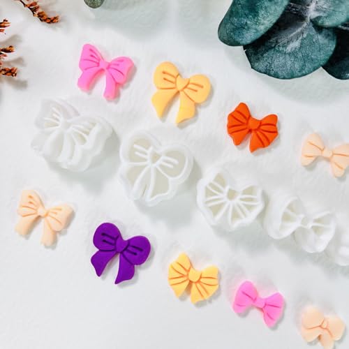 Xaekicr Polymer Clay Cutters Bow Set – 5PCS Cute Bow Clay Cutters for Polymer Clay Jewelry, Sweet Ribbon Clay Earring Cutters Shapes, DIY Clay Tools for Earrings, Charms and Crafts - color: F color