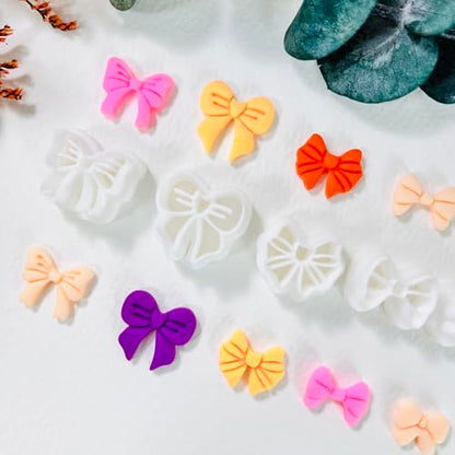 Xaekicr Polymer Clay Cutters Bow Set – 5PCS Cute Bow Clay Cutters for Polymer Clay Jewelry, Sweet Ribbon Clay Earring Cutters Shapes, DIY Clay Tools for Earrings, Charms and Crafts - color: F color