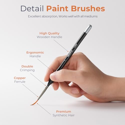 Nicpro Miniature Paint Brushes Drybrush - 31PCS Model Paint Brush Set for Acrylic Oil Watercolor, Detail Paint Brush Dry Brush for Model, Miniature Painting, Paint by Numbers, Craft - with Container - style: 31 Pack (Detail+Drybrush)