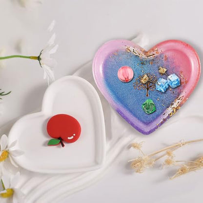BIGEBO 2 PCS Small Heart Shape Tray Resin Molds | Heart Shaped Jewelry Plate Dish Bowl Silicone Mold for Epoxy Resin Cute Containers Fruit Snack Tray Candles Holder Soap