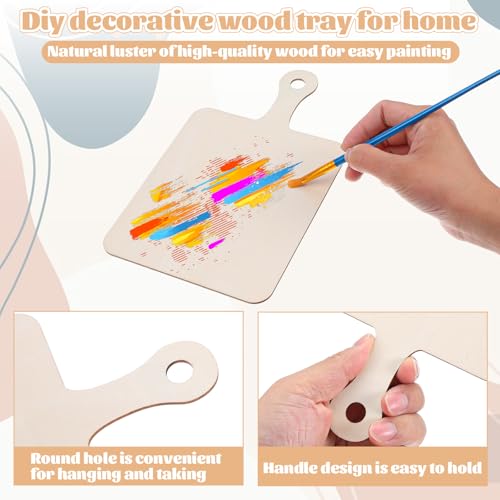 36 Pcs 9" x 5.5" Unfinished Wooden Cutting Boards with Handles, Mini Charcuterie Boards for DIY Crafts, Kitchen Serving, Christmas Thanksgiving Decor