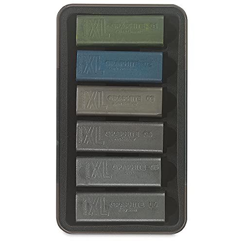 Derwent XL Graphite Blocks, Metal Tin, 6 Count (2302010) - color: Assorted Colors, size: 6 Count (Pack of 1), style: Graphite