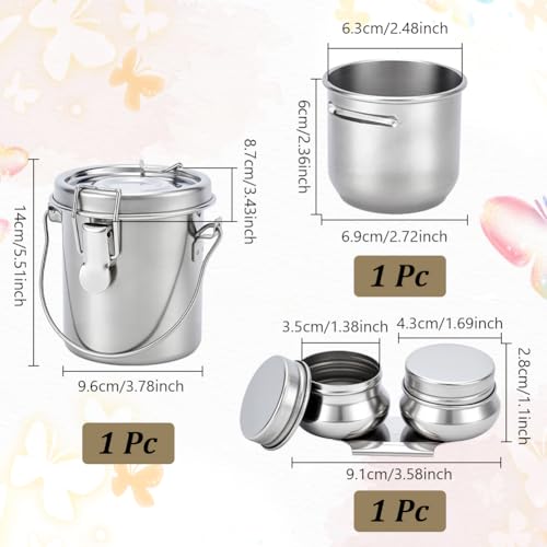 UNICRAFTALE Paint Brush Cleaner Set Stainless Steel Double Dipper Palette Cups and Portable Paint Brush Washer Holder Dipper Painting Pot Container with Lid and Clip for Drawing Oil Cleaner
