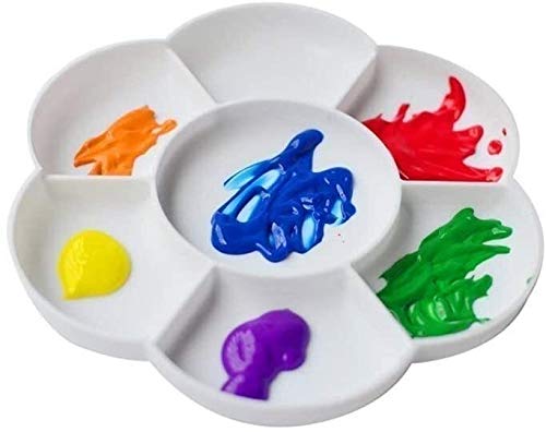 2pcs Paint Pallet, 6.5" Plastic Paint Tray Reusable Flower Paint Palette for Kids Acrylic Watercolor Oil Painting Color Mixing DIY Art Craft, Easy to Wash - color: 2pcs
