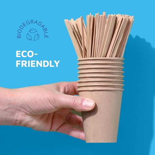 MontoPack Wooden Coffee Stirrers | Bulk Pack of 1000 5.5" Disposable Wood Stir Sticks for Hot or Cold, Beverages & Cocktails | Round Edges, Splinter-free & Food safe, Ideal for Popsicles and Crafts