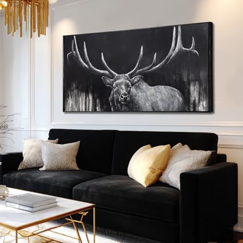 SDYA Highland Cow Wall Art Farmhouse Canvas Printed Black And White Cow Animal Pictures Wall Decor Modern Western Rustic Artwork Decorations for Bedroom Office Living Room 24"x48" - color: Black, size: 48"L x 24"W