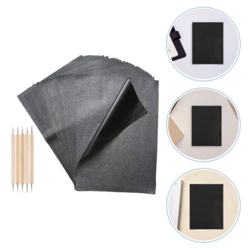 SEWCHICS 55pcs Black Carbon Graphite Transfer Paper with Dual Tip Stylus Pens for Stable Tracing on Canvas, Wood, Paper, and Artistic Surfaces, for Creative Projects