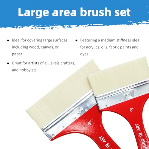 Falling in Art Flat Paddle Paint Brush, Large Scale Brush for Oil and Acrylic Paints, 8 Inch - color: Flat, size: 8''