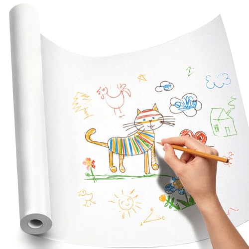 PerkHomy Craft Paper Roll 15" x 450" Kraft Paper White Easel Paper Roll for Moving Gift Wrapping Art Bulletin Board Paper Floor Covering Bouquet Flower Packing Painting Drawing Poster Chart Paper - color: White, size: 15" x 450" ( 37.5' )