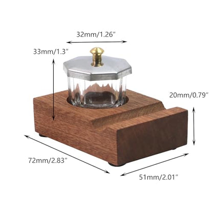Crapyt Ink Well for Dip Pen Calligraphy Holder Dip Pen Holder Wood Desktop Pen Holder Calligraphy Oblique Nib Holder 2.83"×2.01"×0.79" Pen Rest