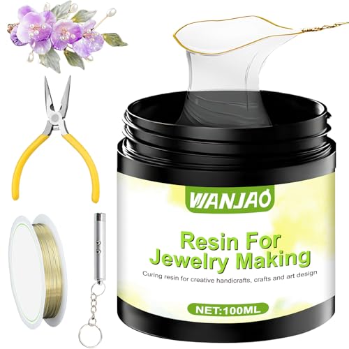 Dip Resin for Wire Flowers, Dip Resin Crystal Clear with Pliers and Wire Fast Curing Highly Transparent Crystal Clear Gloss Finish for DIY Art Jewelry Creative Modeling, 100ML