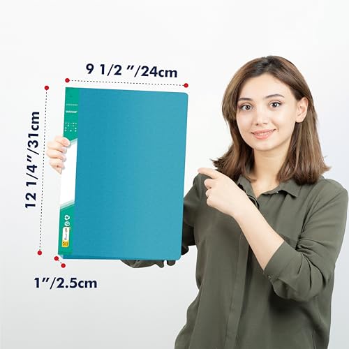 Art Portfolio Folder, 40 Clear Pockets Acqua Paper Protectors Display 80 Pages Clear Presentation Book for Artworks, Letters, Report Sheets, Documents (Can Accommodate 8.5” x11 11/16”) - size: 8.5x11.5inch (Green)