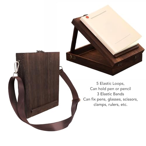 Writers Messenger Wood Box, Wooden Table Sketchbox Easel, Handmade Portable Artist Tool Brush Storage Bag Writing Box Crossbody Postman Bag for Outdoor Painting
