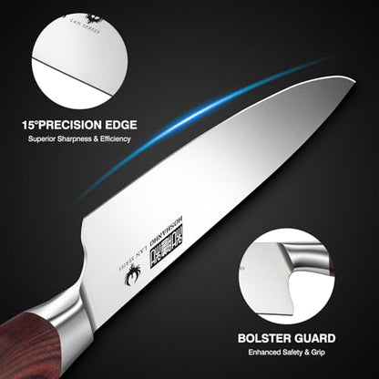 HOSHANHO 5-Piece Japanese Style Kitchen Knife Set,Professional Ultra Sharp High-Carbon Stainless Steel Chefs Knives with Ergonomic Wood Handle,Elegant Box Packaging - size: 5 Pieces Knife Set