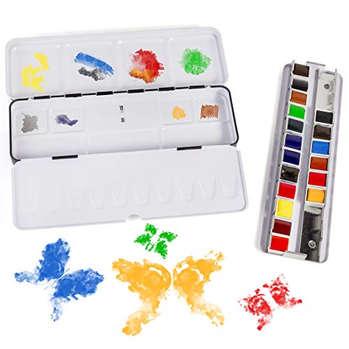 SENNELIER L'Aquarelle French Watercolor Paint, Metal Set of 18 Half Pans