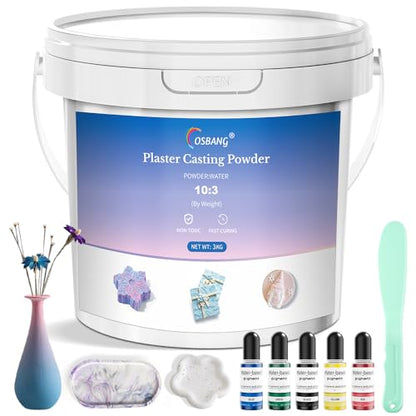 OSBANG Plaster Casting Powder 3000G/105 OZ, Water Activated Fast Curing Kit, 20–30 Min Demold, Beginner Friendly Material for Resin Molds, Crafts & DIY Art - size: 3KG / 105 OZ