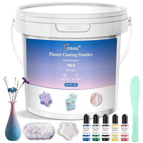 OSBANG Plaster Casting Powder 3000G/105 OZ, Water Activated Fast Curing Kit, 20–30 Min Demold, Beginner Friendly Material for Resin Molds, Crafts & DIY Art - size: 3KG / 105 OZ
