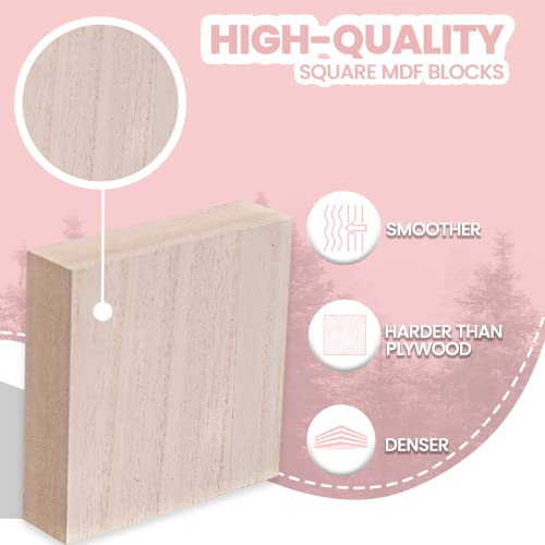 (8-Pack) - 4” x 4” Wooden Blocks for Crafts - 1-Inch Thick Square MDF Blocks - Smooth Surface with Wood Grain Pattern - Highly Customizable Blank Wood Squares - size: 4 x 4 x 1" (8 Pack)
