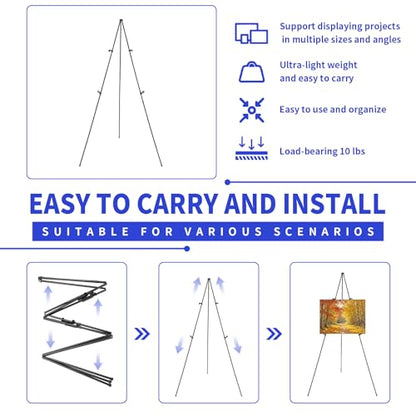 MXG Portable Black Easel Stand for Sign, Painting & Display, 66" Adjustable Height Metal Tripod with Foldable Design, Quick Setup for Canvas, Poster Board, Art Exhibition & Classroom - color: black