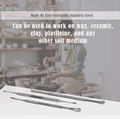 A2ZScilab - Stainless Steel Spatula Wax & Clay Sculpting Tool Carver Set, Carving Pottery Tools - Sculpture Shaper Polymer Modeling Tools for Clay, Pottery, Ceramics Artwork & Holiday Crafts (3PK) - style: 3PK