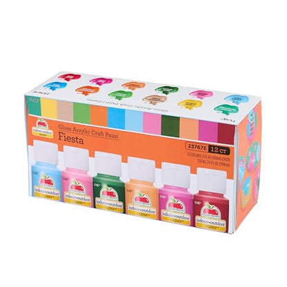 Apple Barrel Acrylic Craft Paint Set, Fiesta, Includes 12 Colors with a Gloss Finish