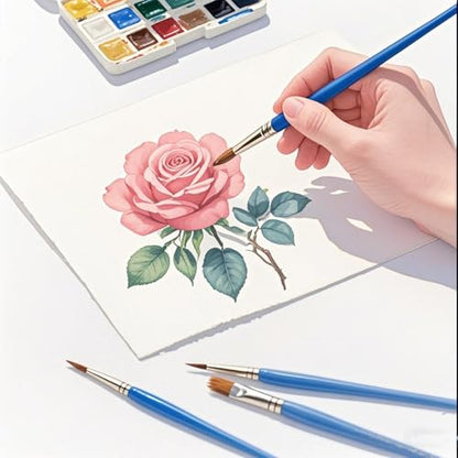 Mixed Paint Brushes, 50pcs Flat and Round Pointed Art Brushes for Acrylic, Oil, Watercolor Painting, Handicrafts, Children's and Art Supplies Detail Painting (Mix) - color: Mix