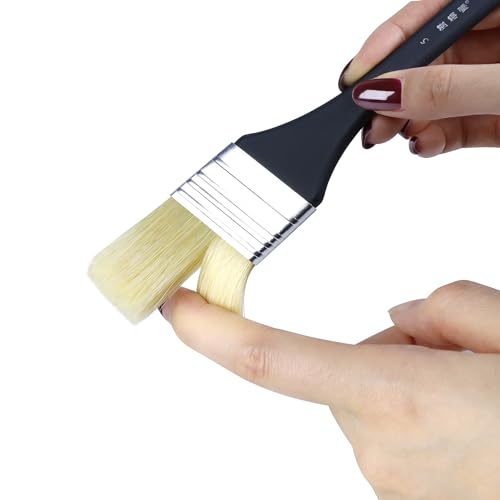 XDT#2365 Hake Artist Paint Brush 12 Piece Set #0.59in, Medium Stiff Hog Bristle Paint Brushes for Acrylic Painting, Acrylic Oil Watercolor - size: #0.59 12Pc