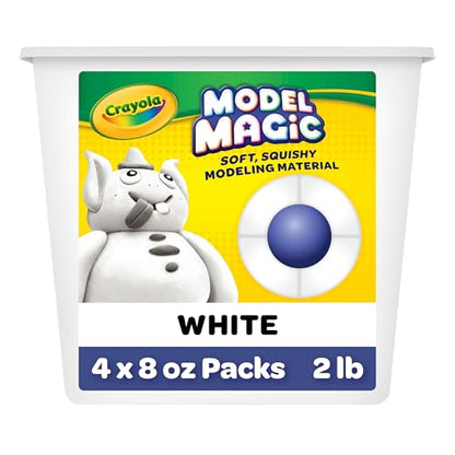 Crayola Model Magic White, 4‑Pack (8 oz Each), Teacher Must Haves & Classroom Essentials, Air‑Dry Modeling Material for Kids, Sculpting Craft Clay Alternative, Ages 3+ - color: White