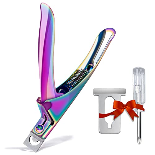 Chameleon Premium Adjustable Nail Clippers for Acrylic Nails, Stainless Steel Cutter Trimmer for Artificial Fake False Tips Manicure Sharp Blade Clip Tool for Salon Home Nail Art Beauty Design DIY - color: Curve Handle Chameleon Nail Clipper