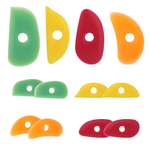 4pcs Pottery Ribs, 4 Styles Soft Silicone Colorful Pottery Trimming Rib Practical Ceramic Shaping Clay Tools Suitable for Shapes Sculpting & Trimming