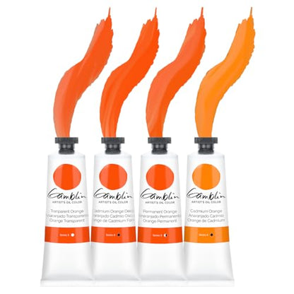 Gamblin Artist Oil Paint Set For Professionals - ORANGE SET - 37ml Tubes - color: Orange