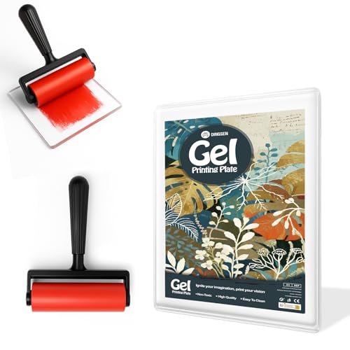 Gel Printing Pad with Brush - Reusable Gel Plate for Monoprinting, Stamping & Texture Art, Includes Mini Roller Brush - Non-Toxic Art Tool for Beginners, Artists & Therapy (Size: 5 * 7inch)