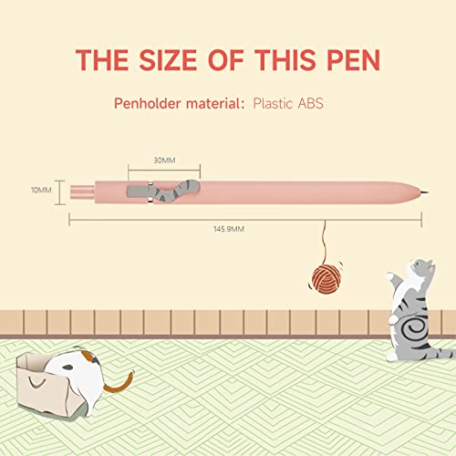 UIXJODO Cat Pens, 8 Pcs 0.5mm Cute Kawaii Black Ink Fine Point Smooth Writing, High-End Series Cat's Tail Retractable for Journaling Note Taking - color: 8 Pcs Cat