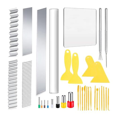 Polymer Clay Tools Kit, 35 Pcs Molding & Sculpting Set with Clear Acrylic Rollers, Stainless Steel Cutters & Pottery Smooth Tools for DIY Arts, Crafts, Clay Modeling Projects