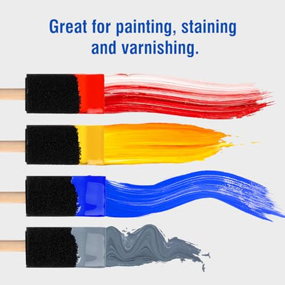 Foam Paint Brushes, 27 Pack, 1 Inch Sponge Paint Brushes, Paint Sponges Set, Foam Brushes for Painting, Wood Handle Sponge Brushes for Staining, Painting Tools for Crafts, DIY Projects - size: 1 inch, 27 pack
