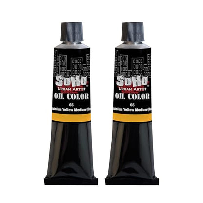 SoHo Urban Artist Oil Paint - 2 Pack, Cadmium Yellow Medium Hue 2 Pack - 170 ml Tube - Best Valued Oil Colors for Painting with Excellent Pigment Load - color: Cadmium Yellow Medium Hue