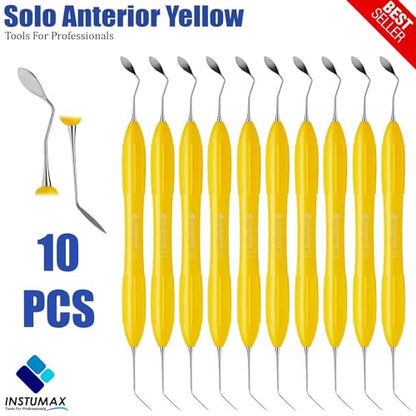 INSTUMAX® ARTE Solo Anterior Instrument Set – 10PCS Esthetic Composite Tools for Anterior Restorations – Dual-End Spatula Design for Labial Surface Modeling – Ergonomic, Stainless Steel Dental Kit