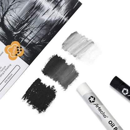 Artecho Oil Pastels Set of 12 PCS, 6 White and 6 Black (8 x 60 mm) | Soft Oil Pastels, For Art Painting, Drawing, Blending, For Artists, Beginners, Students, Teachers - style: White and Black