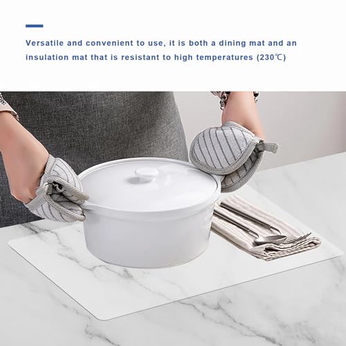 Silicone Placemats, Food-Grade Non-Slip Waterproof, Dining, Countertop Protector, Kitchen Counter Mat, Heat Resistant, Baking mat Dishwasher Safe - color: Translucent, size: 15.7 x 11.8 in - 2pcs (0.04 in)