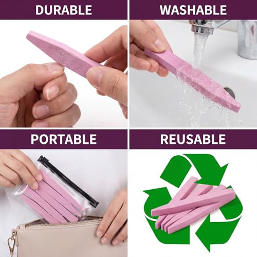 Mudder 8 Pcs Stone Nail File Pumice Stick for Fingernails Pumice Rock Nail Cuticle Pusher Rock File for Home Salon Toenail Buffing Tool (Pink) - color: Pink