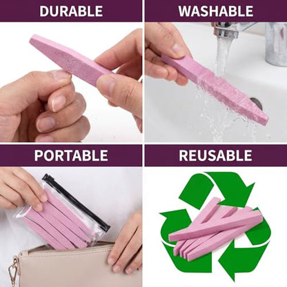 Mudder 8 Pcs Stone Nail File Pumice Stick for Fingernails Pumice Rock Nail Cuticle Pusher Rock File for Home Salon Toenail Buffing Tool (Pink) - color: Pink