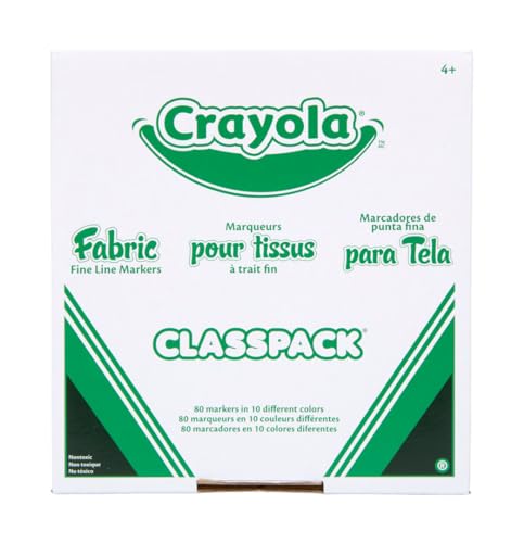 Crayola Fabric Marker Classpack, Ten Assorted Colors, 80/Box