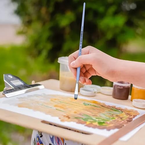 XDT#263 Filbert Artist Paint Brush 10 Piece Set Medium Stiff Nylon Hair Extra Long Handle #1#2#3#4#5#6#7#8#9#10, Acrylic Oil Watercolor - size: Filbert 10Pc