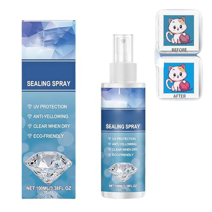 Diamond Art Sealer Spray, Fast Drying Permanent Glue for DIY Diamond Art Painting, Anti-Yellowing Clear Finish Sealing Spray, Long-Lasting Clear Coat for Canvas & Resin Diamonds Arts,100ml (1pcs)