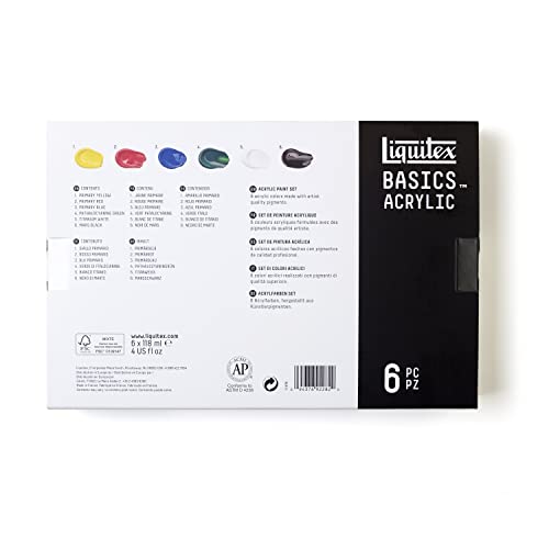 Liquitex Basics Acrylic Paint Set, 6 x 118ml (4-oz) Tube Paint Set - style: 6 x 118ml (4-oz)