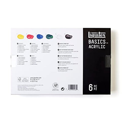 Liquitex Basics Acrylic Paint Set, 6 x 118ml (4-oz) Tube Paint Set - style: 6 x 118ml (4-oz)