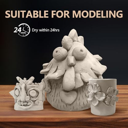 10LBs Natural Air Dry Clay Bulk, VIBRATITE All-Purpose Modeling Sculpting Pottery Clay for Beginners and Professional (White) - color: White