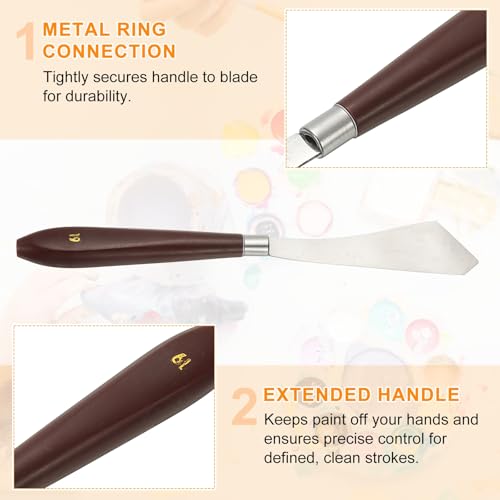 HARFINGTON 2pcs Palette Knife Painting Tool 3.7" x 0.94" Stainless Steel Art Spatula Pallet Knives Scrapers Tools with Plastic Handle for Acrylic Oil Canvas Mixing Spreading, Red/Silver